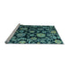 Sideview of Machine Washable Oriental Light Blue Traditional Rug, wshabs5118lblu