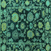 Square Machine Washable Oriental Turquoise Traditional Area Rugs, wshabs5118turq