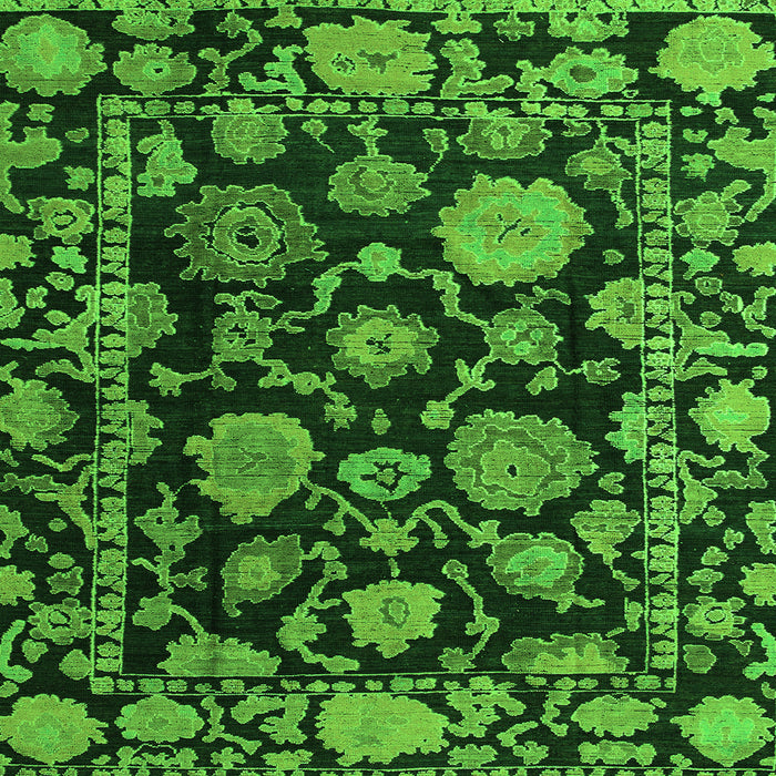 Square Oriental Green Traditional Rug, abs5118grn