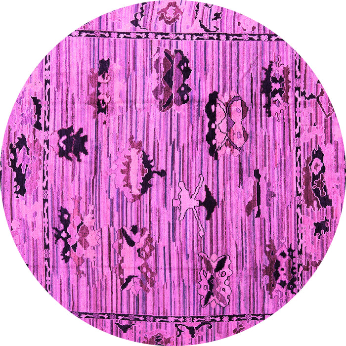 Round Machine Washable Abstract Pink Modern Rug, wshabs5119pnk