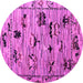 Round Machine Washable Abstract Pink Modern Rug, wshabs5119pnk