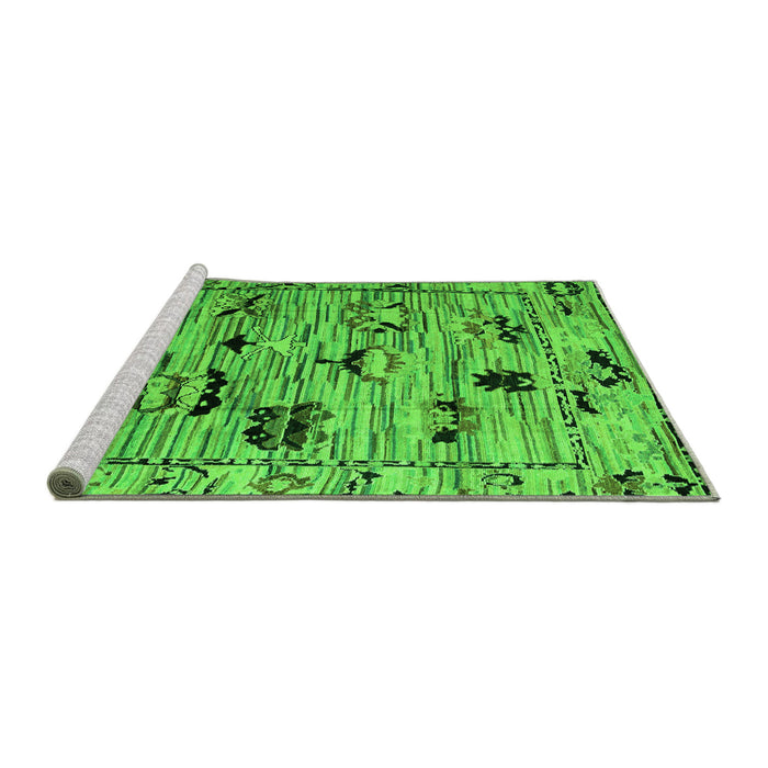 Sideview of Machine Washable Abstract Green Modern Area Rugs, wshabs5119grn