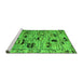 Sideview of Machine Washable Abstract Green Modern Area Rugs, wshabs5119grn