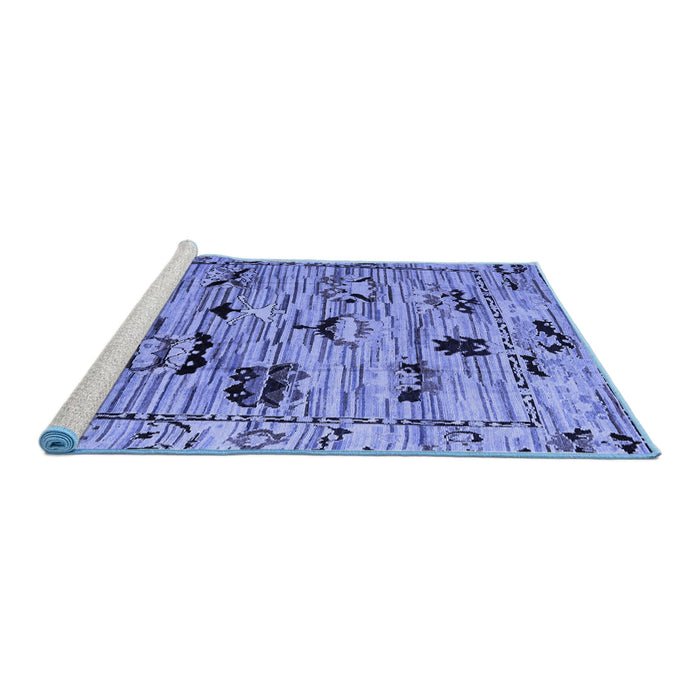 Sideview of Machine Washable Abstract Blue Modern Rug, wshabs5119blu