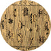 Round Abstract Brown Modern Rug, abs5119brn