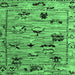 Square Abstract Emerald Green Modern Rug, abs5119emgrn