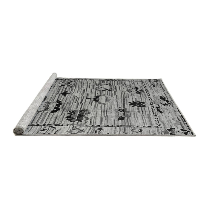 Sideview of Machine Washable Abstract Gray Modern Rug, wshabs5119gry