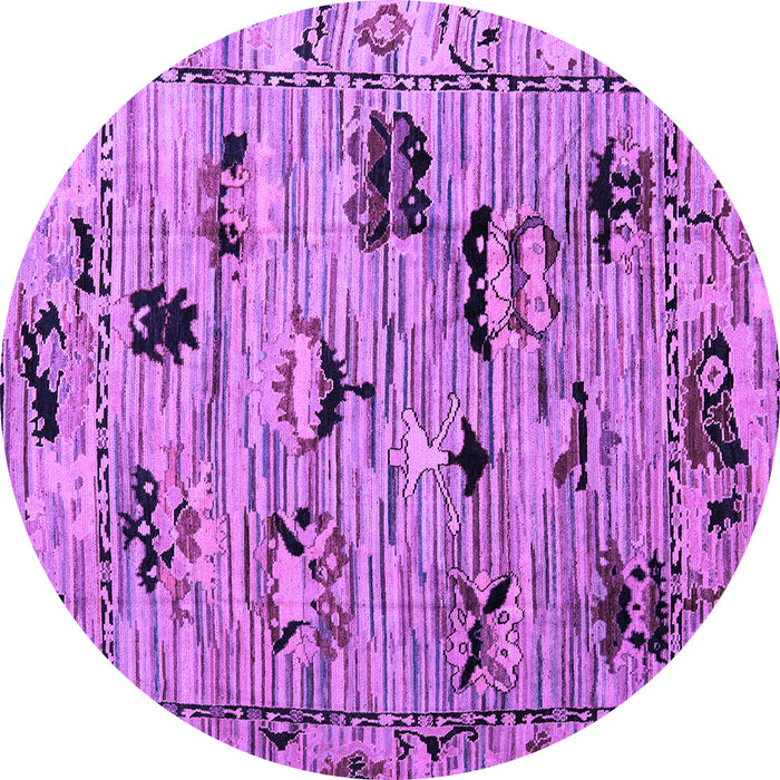 Round Machine Washable Abstract Purple Modern Area Rugs, wshabs5119pur