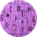 Round Machine Washable Abstract Purple Modern Area Rugs, wshabs5119pur