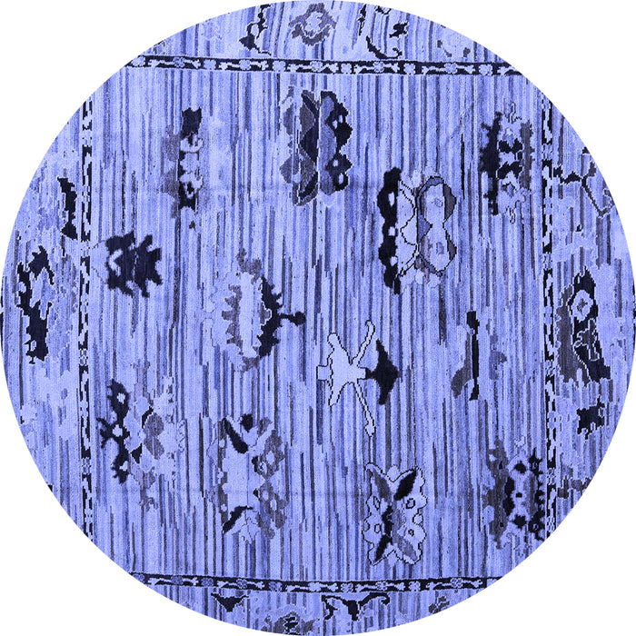 Round Machine Washable Abstract Blue Modern Rug, wshabs5119blu