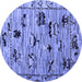 Round Machine Washable Abstract Blue Modern Rug, wshabs5119blu