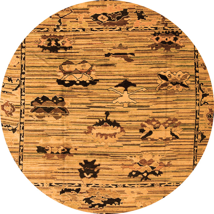 Round Abstract Orange Modern Rug, abs5119org