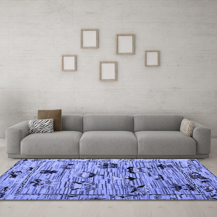 Machine Washable Abstract Blue Modern Rug in a Living Room, wshabs5119blu
