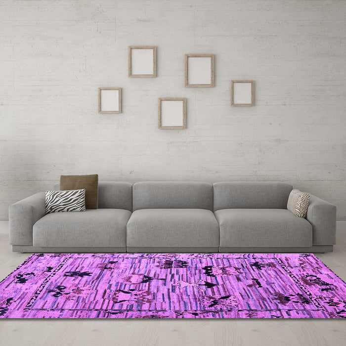 Machine Washable Abstract Purple Modern Area Rugs in a Living Room, wshabs5119pur