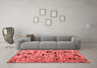 Machine Washable Abstract Red Modern Rug, wshabs5119red