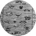 Round Abstract Gray Modern Rug, abs5119gry