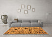 Machine Washable Abstract Orange Modern Area Rugs in a Living Room, wshabs5119org