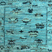 Square Machine Washable Abstract Light Blue Modern Rug, wshabs5119lblu