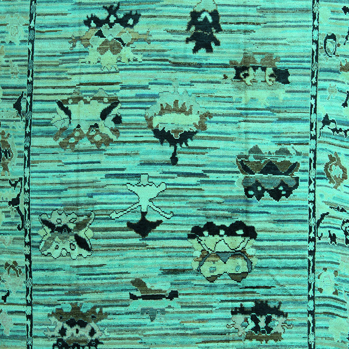 Machine Washable Abstract Turquoise Modern Area Rugs, wshabs5119turq