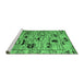 Sideview of Machine Washable Abstract Emerald Green Modern Area Rugs, wshabs5119emgrn