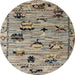 Round Machine Washable Abstract Coffee Brown Rug, wshabs5119