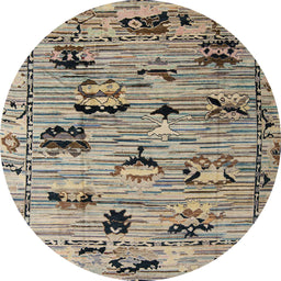 Round Abstract Coffee Brown Modern Rug, abs5119