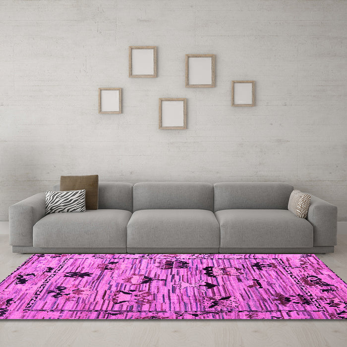Machine Washable Abstract Pink Modern Rug in a Living Room, wshabs5119pnk