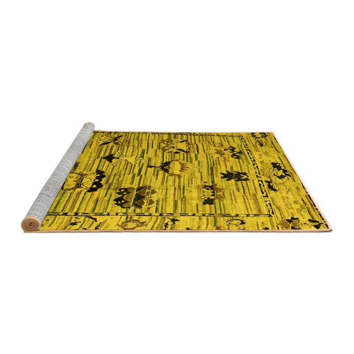 Sideview of Machine Washable Abstract Yellow Modern Rug, wshabs5119yw