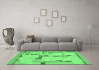 Machine Washable Abstract Emerald Green Modern Rug, wshabs511emgrn