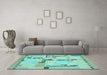 Machine Washable Abstract Light Blue Modern Rug in a Living Room, wshabs511lblu