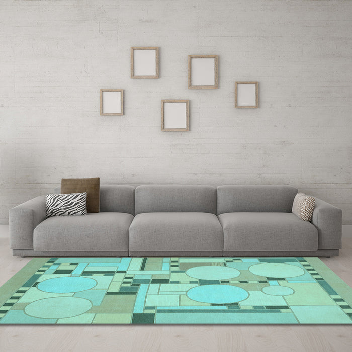 Machine Washable Abstract Light Blue Modern Rug in a Living Room, wshabs511lblu
