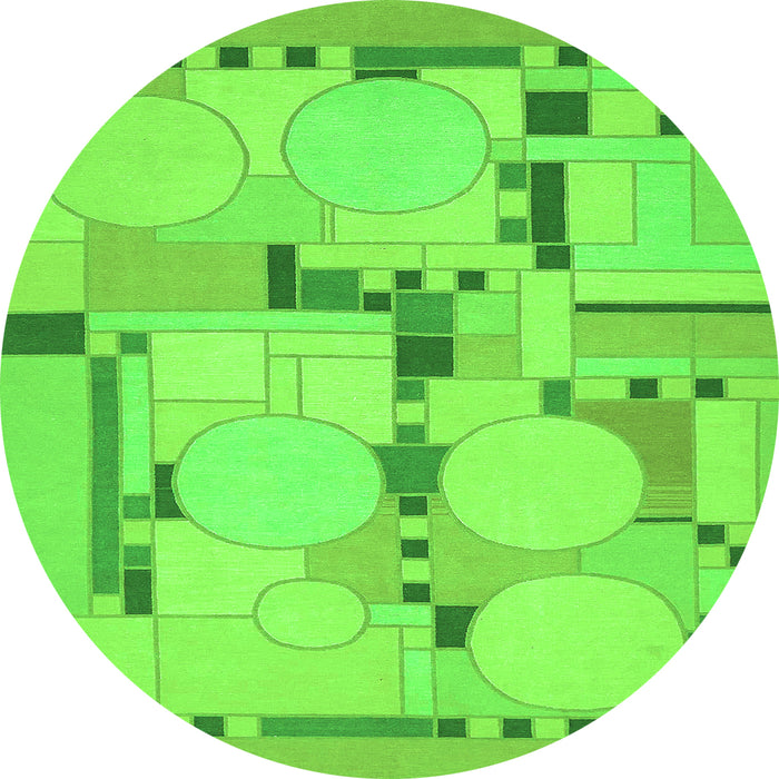 Round Abstract Green Modern Rug, abs511grn