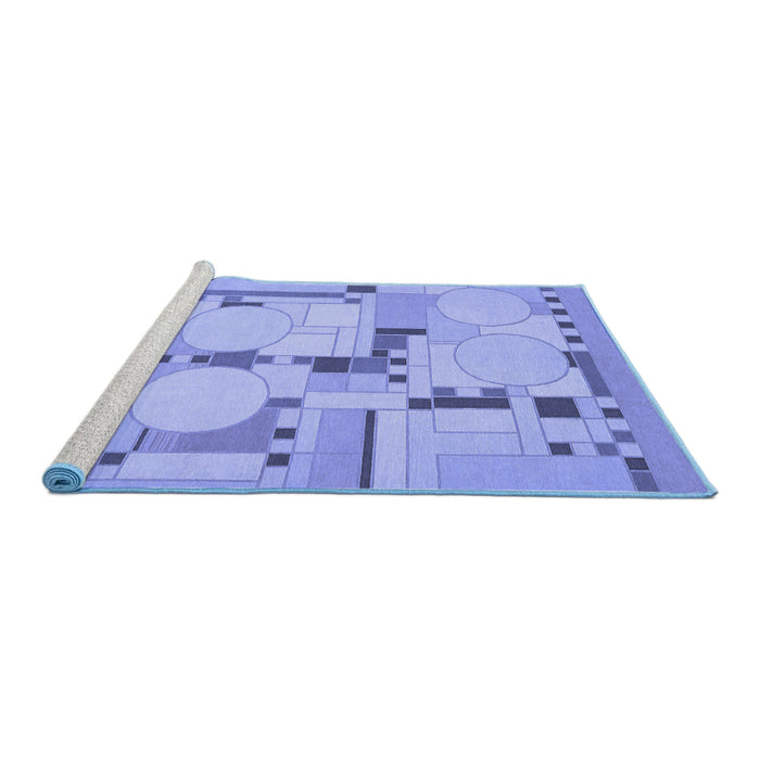 Sideview of Machine Washable Abstract Blue Modern Rug, wshabs511blu