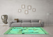 Machine Washable Abstract Turquoise Modern Area Rugs in a Living Room,, wshabs511turq