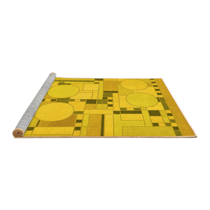 Sideview of Machine Washable Abstract Yellow Modern Rug, wshabs511yw