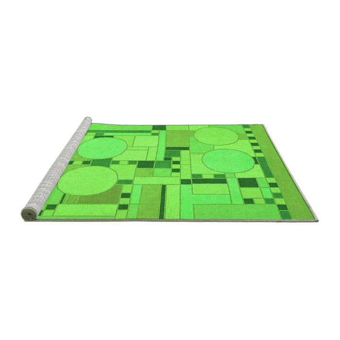 Sideview of Machine Washable Abstract Green Modern Area Rugs, wshabs511grn