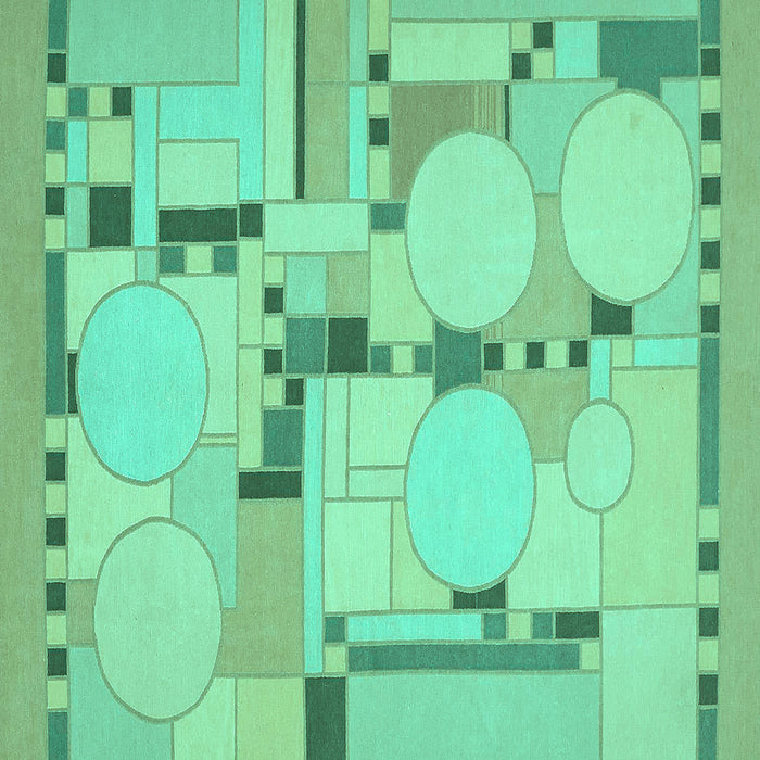 Square Abstract Turquoise Modern Rug, abs511turq