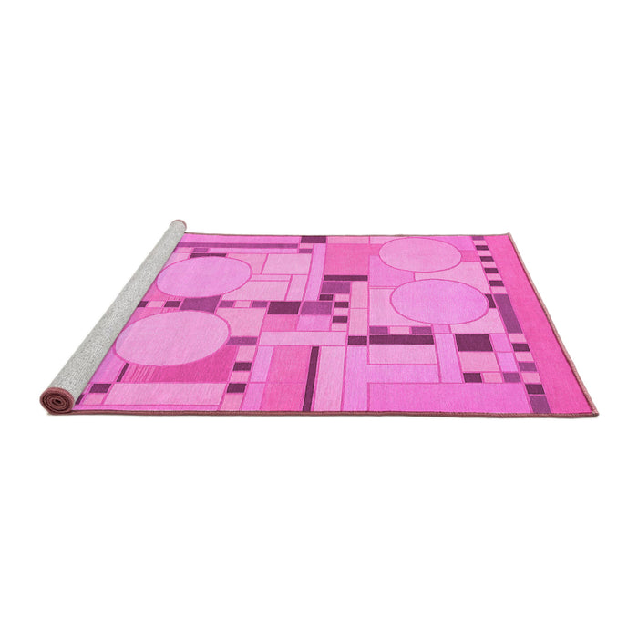 Sideview of Machine Washable Abstract Pink Modern Rug, wshabs511pnk
