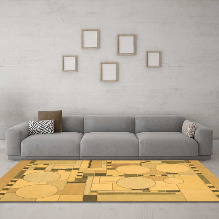 Machine Washable Abstract Brown Modern Rug in a Living Room,, wshabs511brn