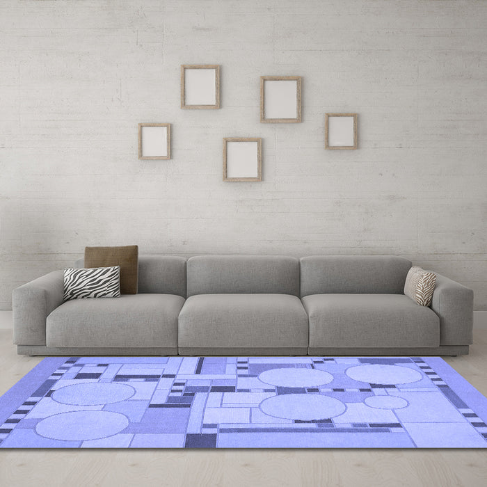 Machine Washable Abstract Blue Modern Rug in a Living Room, wshabs511blu