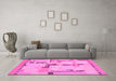 Machine Washable Abstract Pink Modern Rug in a Living Room, wshabs511pnk