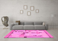 Machine Washable Abstract Pink Modern Rug, wshabs511pnk