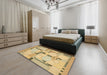 Abstract Chrome Gold Yellow Modern Rug in a Bedroom, abs511