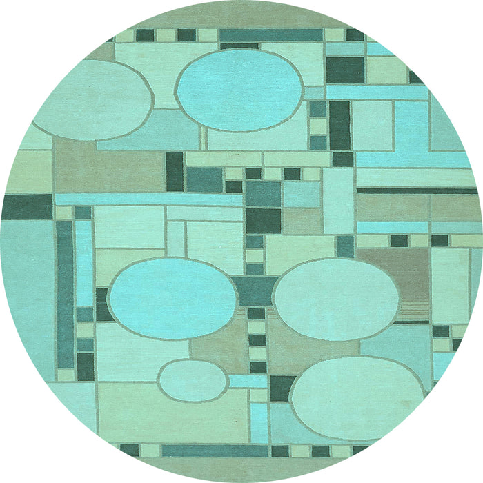 Round Abstract Light Blue Modern Rug, abs511lblu