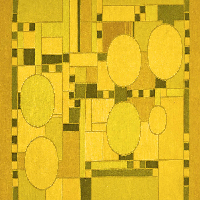 Square Machine Washable Abstract Yellow Modern Rug, wshabs511yw