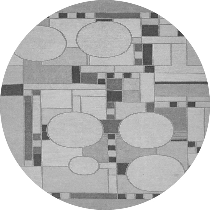 Round Abstract Gray Modern Rug, abs511gry