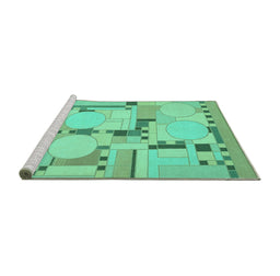 Sideview of Machine Washable Abstract Turquoise Modern Area Rugs, wshabs511turq