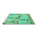 Sideview of Machine Washable Abstract Turquoise Modern Area Rugs, wshabs511turq