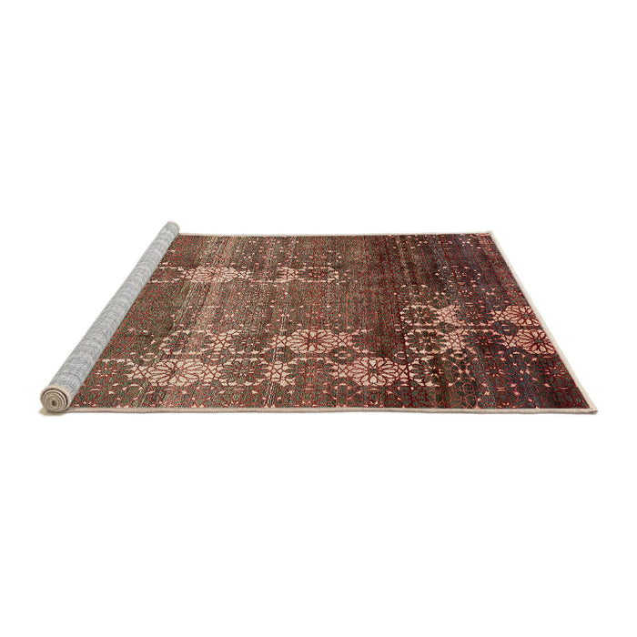 Sideview of Machine Washable Abstract Saffron Red Rug, wshabs512