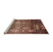 Sideview of Machine Washable Abstract Saffron Red Rug, wshabs512